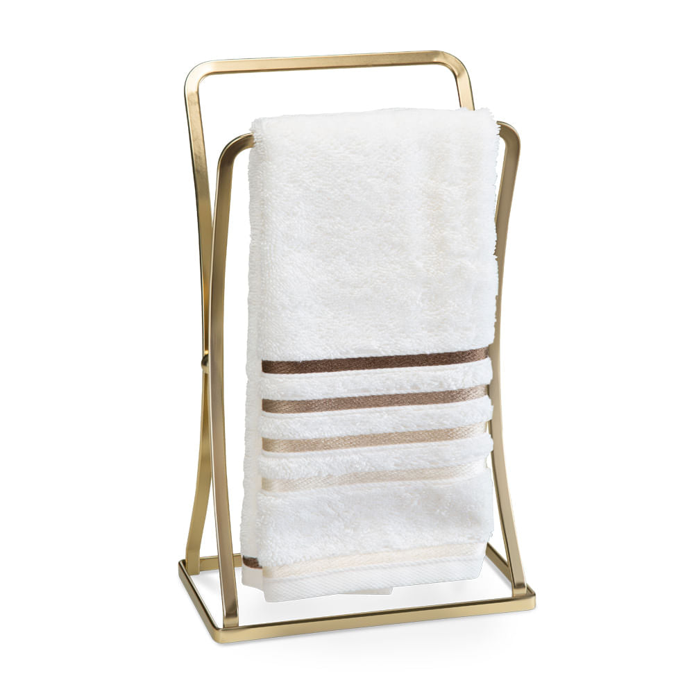 Porta Toalha de Rosto e Mãos de Bancada Dourado Fosco 31cm