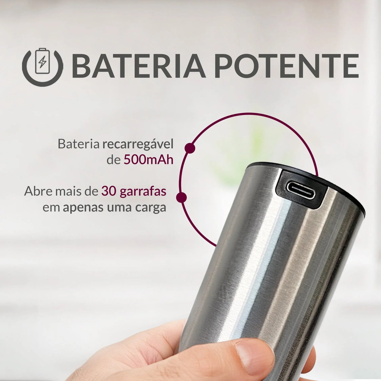 Abridor de Vinho Elétrico | WineWiz | Loja Momo
