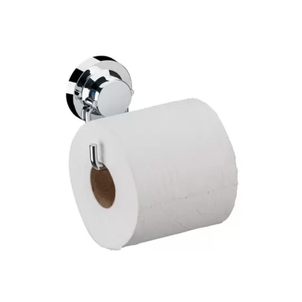Suporte Porta Papel Higiênico de Parede em Aço Com Ventosa Cromado Instalação Rápida