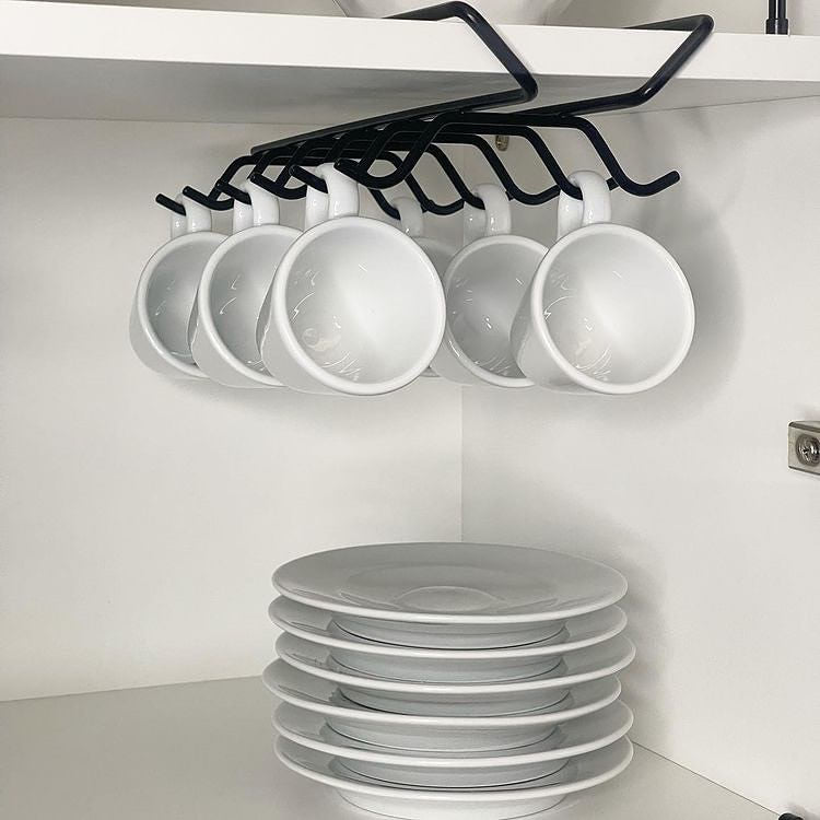 Organizador De Xícaras Para Armário De Encaixar Preto Fosco Linha Black