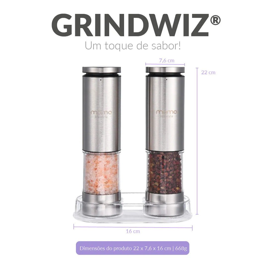 Moedor de Sal e Pimenta Elétrico | GrindWiz | Loja Momo