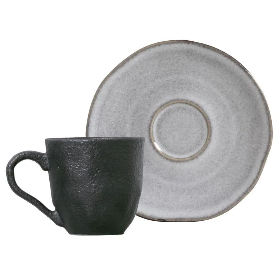 Jogo 6 Xícaras de Café com Píres Orgânico Concreto Cinza 120ml