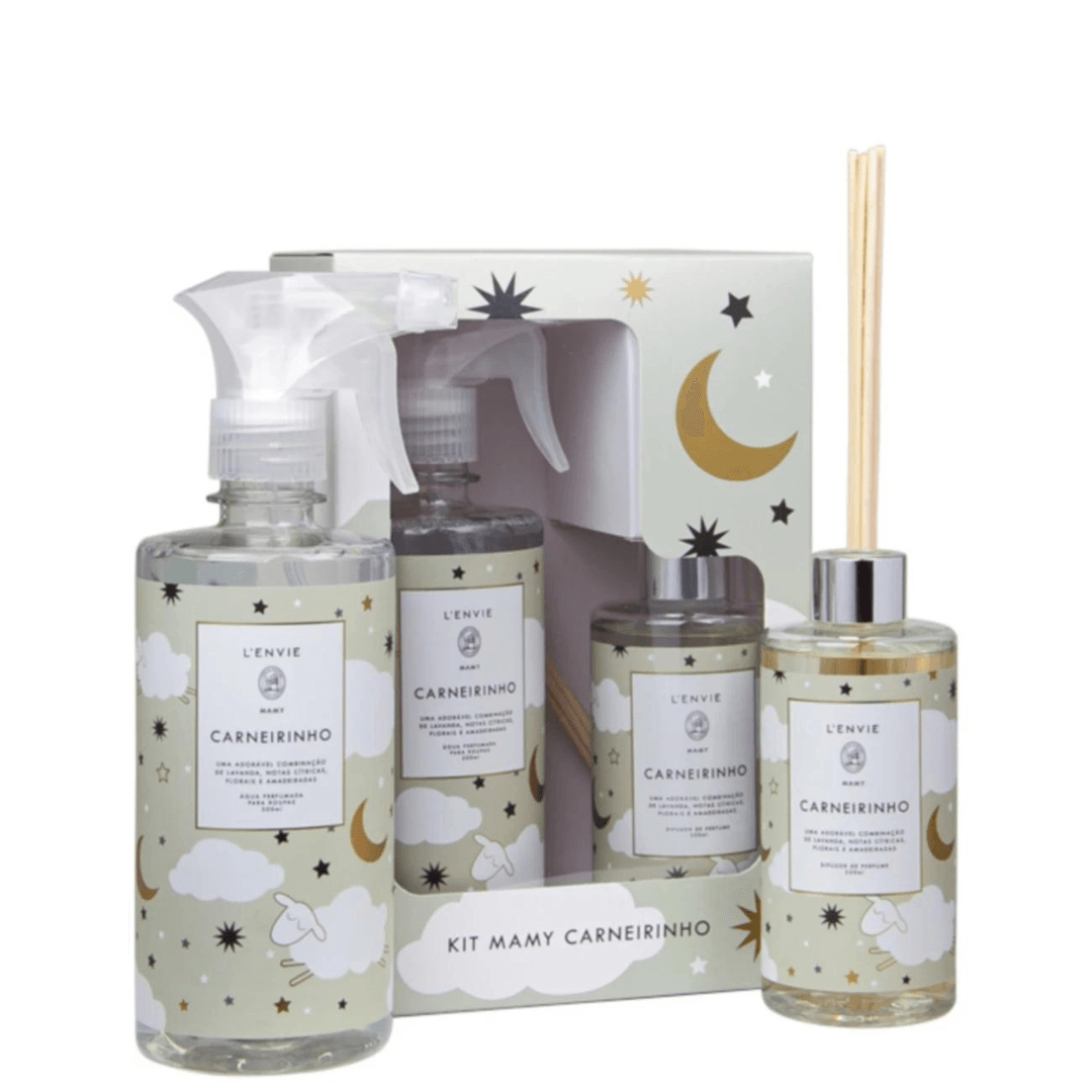 Kit Água Perfumada e Difusor de Perfume Mamy Carneirinho L'Envie