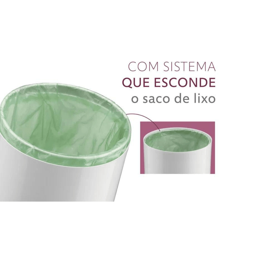 Lixeira Basculante 8 Litros Branca com Dourado