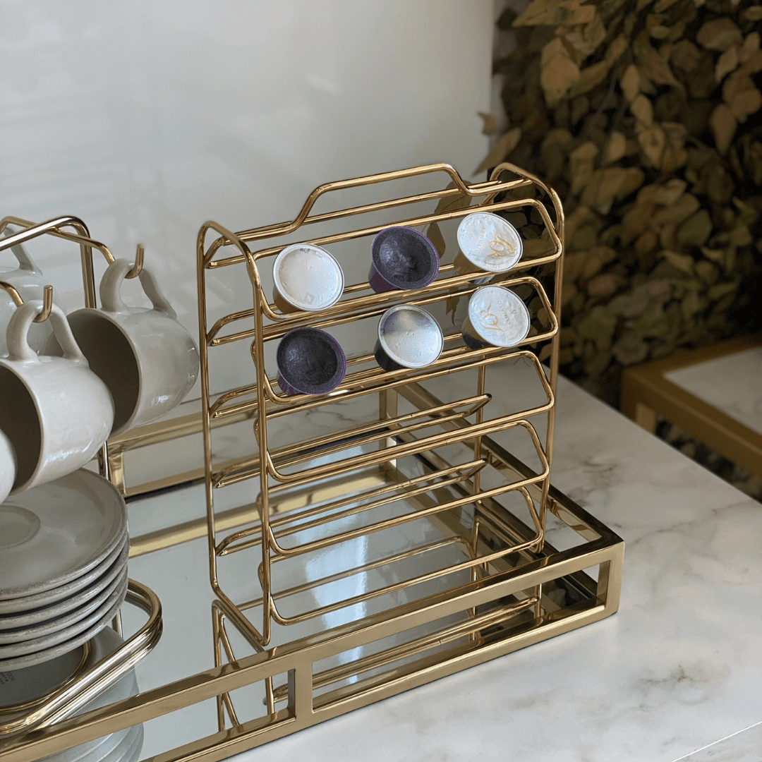 Organizador Porta Cápsulas de Café Nespresso Dourado