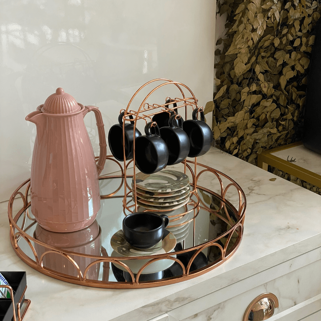 Porta Xícaras de Café Rose Gold