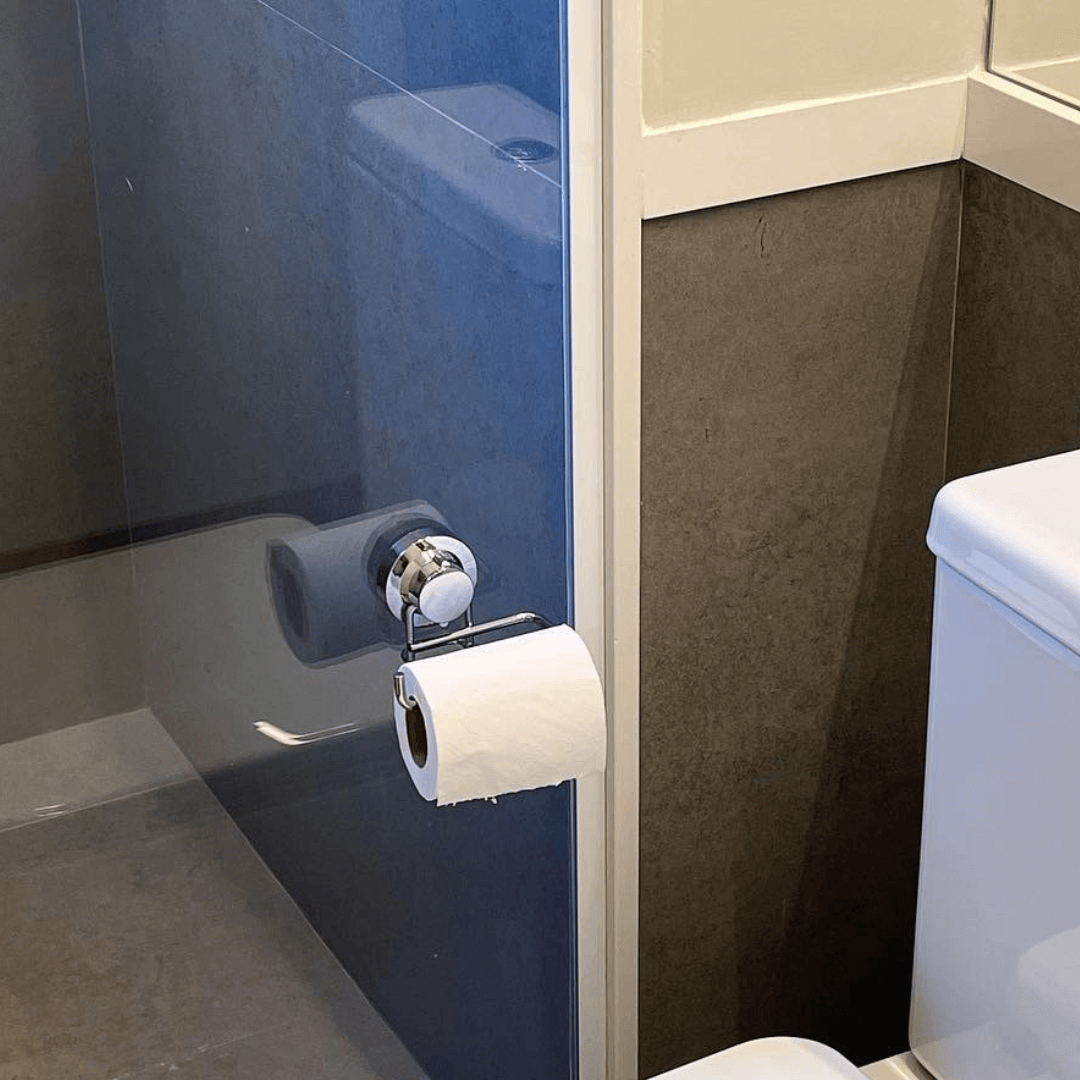 Suporte Porta Papel Higiênico de Parede em Aço Com Ventosa Cromado Instalação Rápida