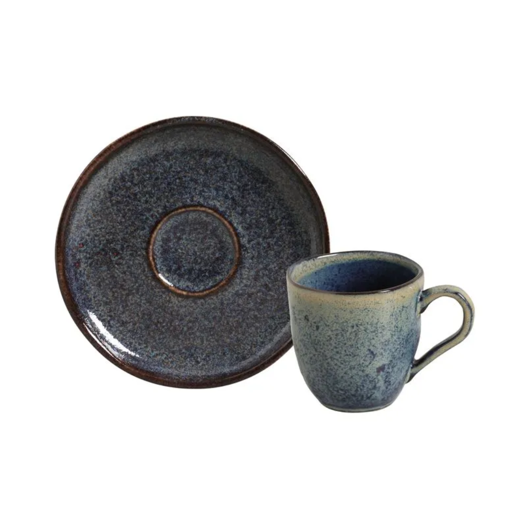 Jogo 6 Xícaras de Café com Pires Bio Titanium Azul Escuro 120ml