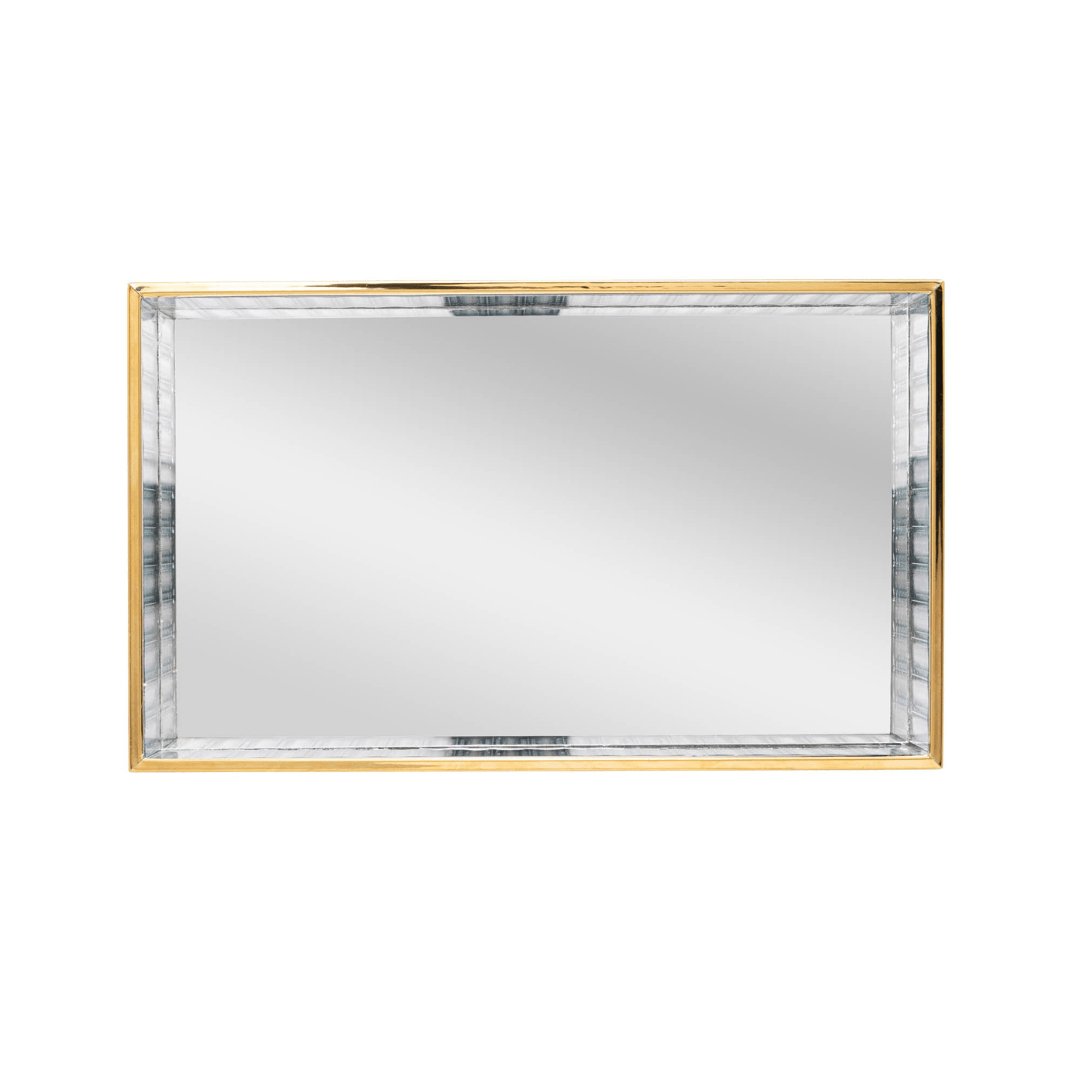 Bandeja de Metal Espelhada Dourada 25cm