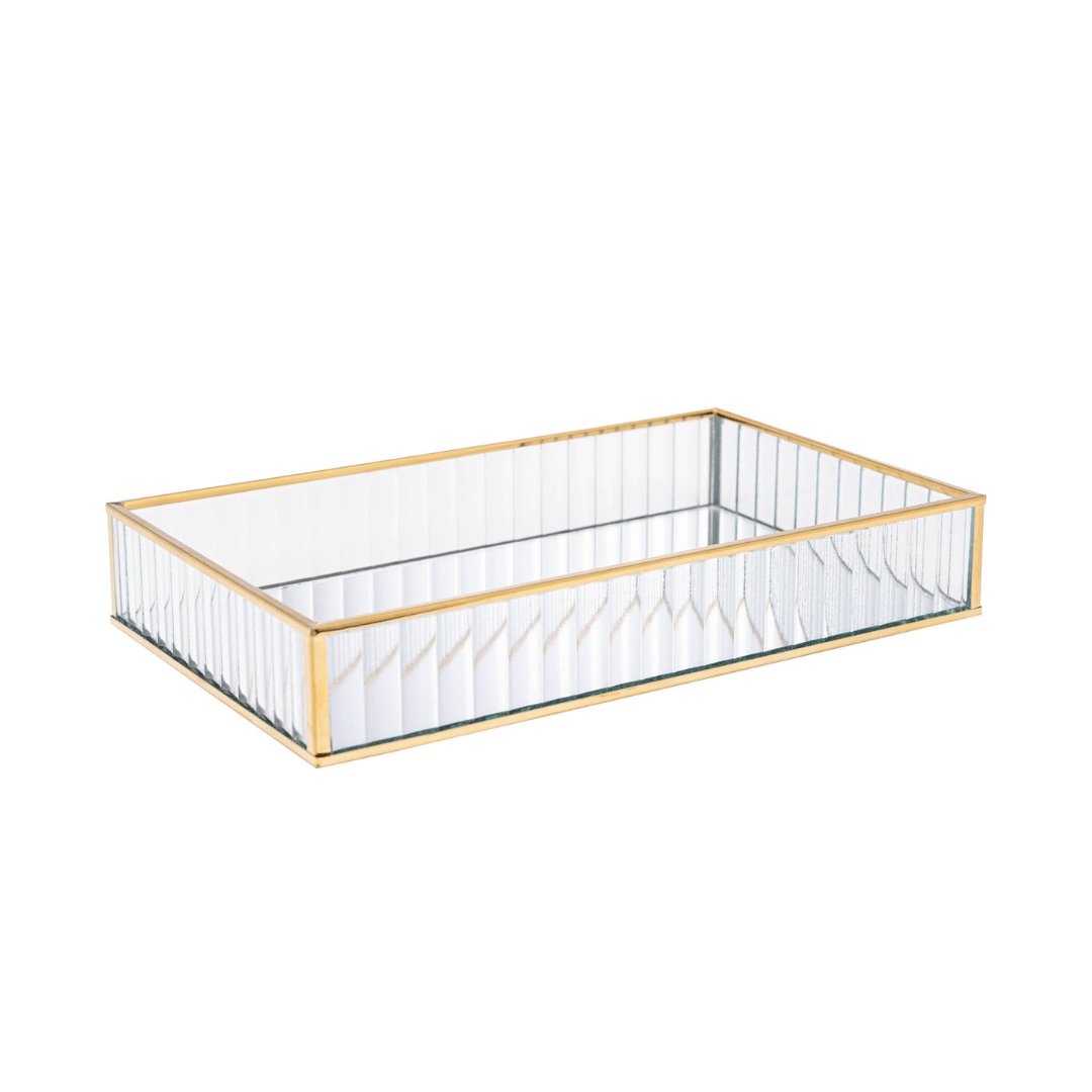 Bandeja de Metal Espelhada Dourada 25cm