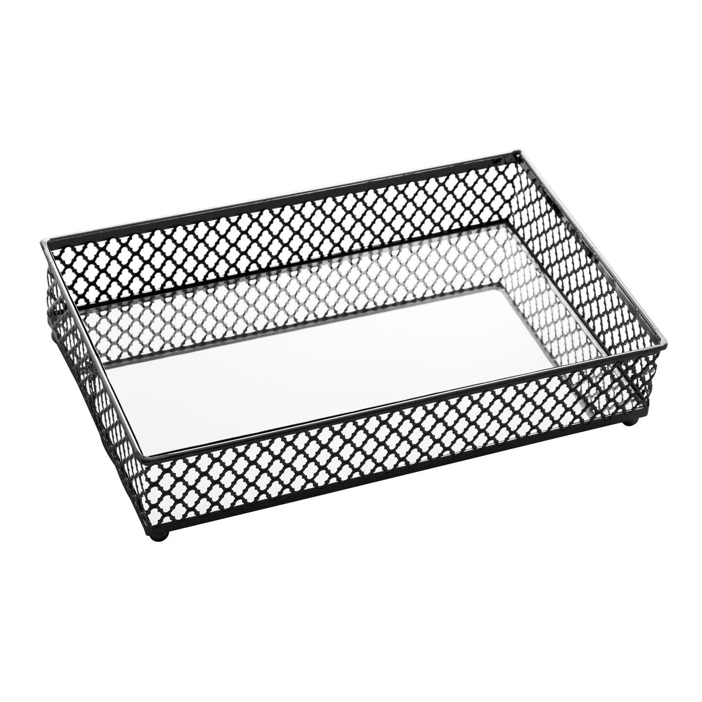 Bandeja em Metal com Espelho Barcelona Preto 21cm