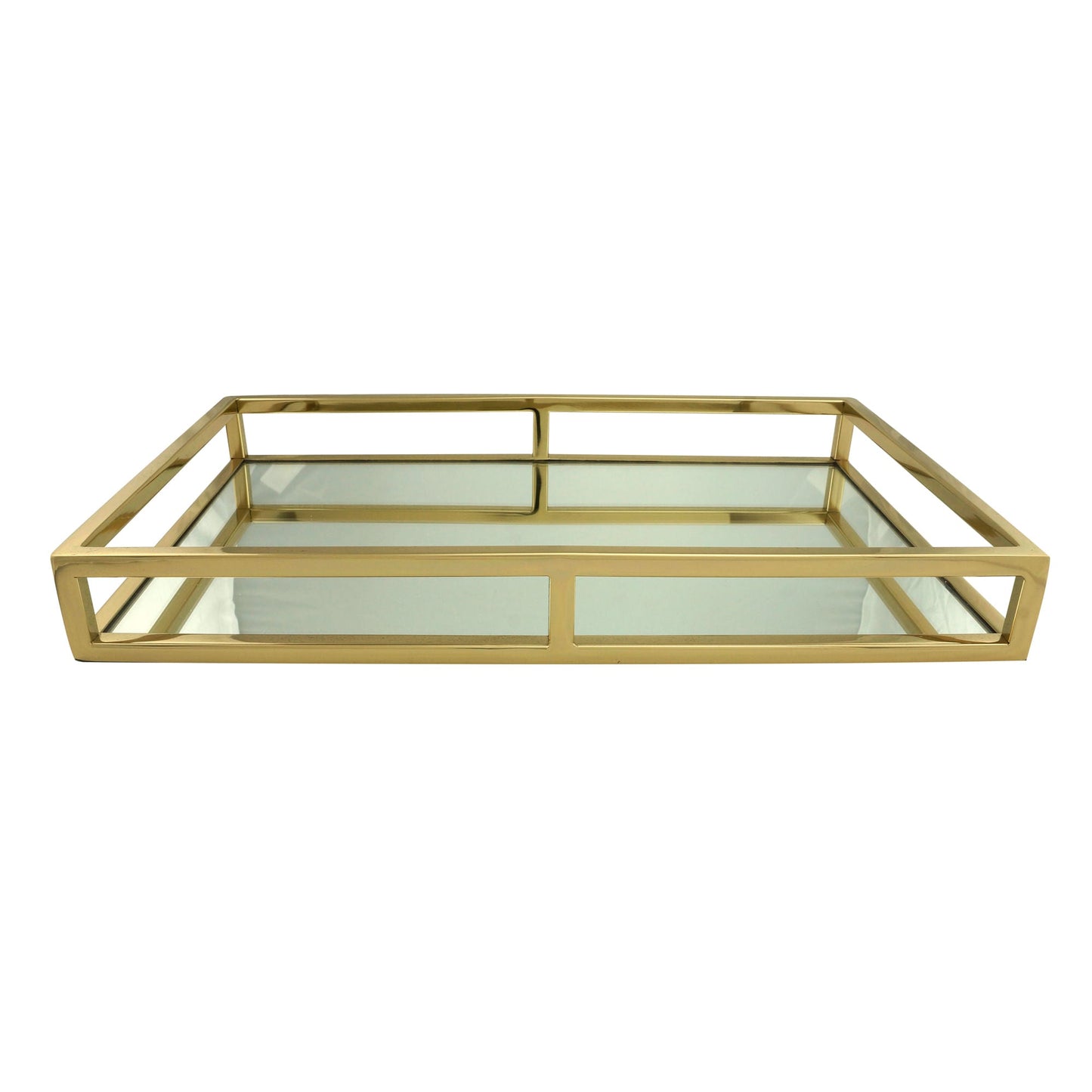 Bandeja Espelhada Aço Inox Dourado 41cm x 26cm x 5cm