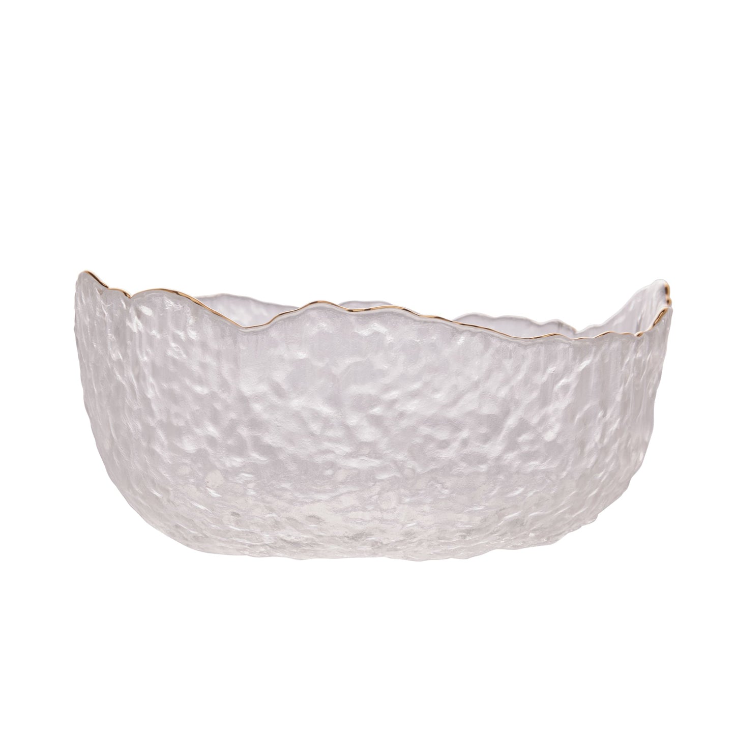 Bowl Cristal de Chumbo Martelado com Borda Dourado Taj 19cm