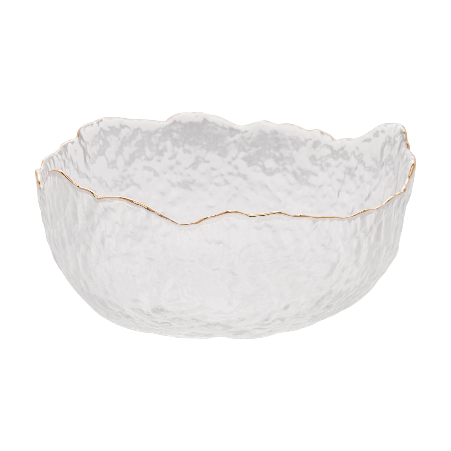 Bowl Cristal de Chumbo Martelado com Borda Dourado Taj 19cm