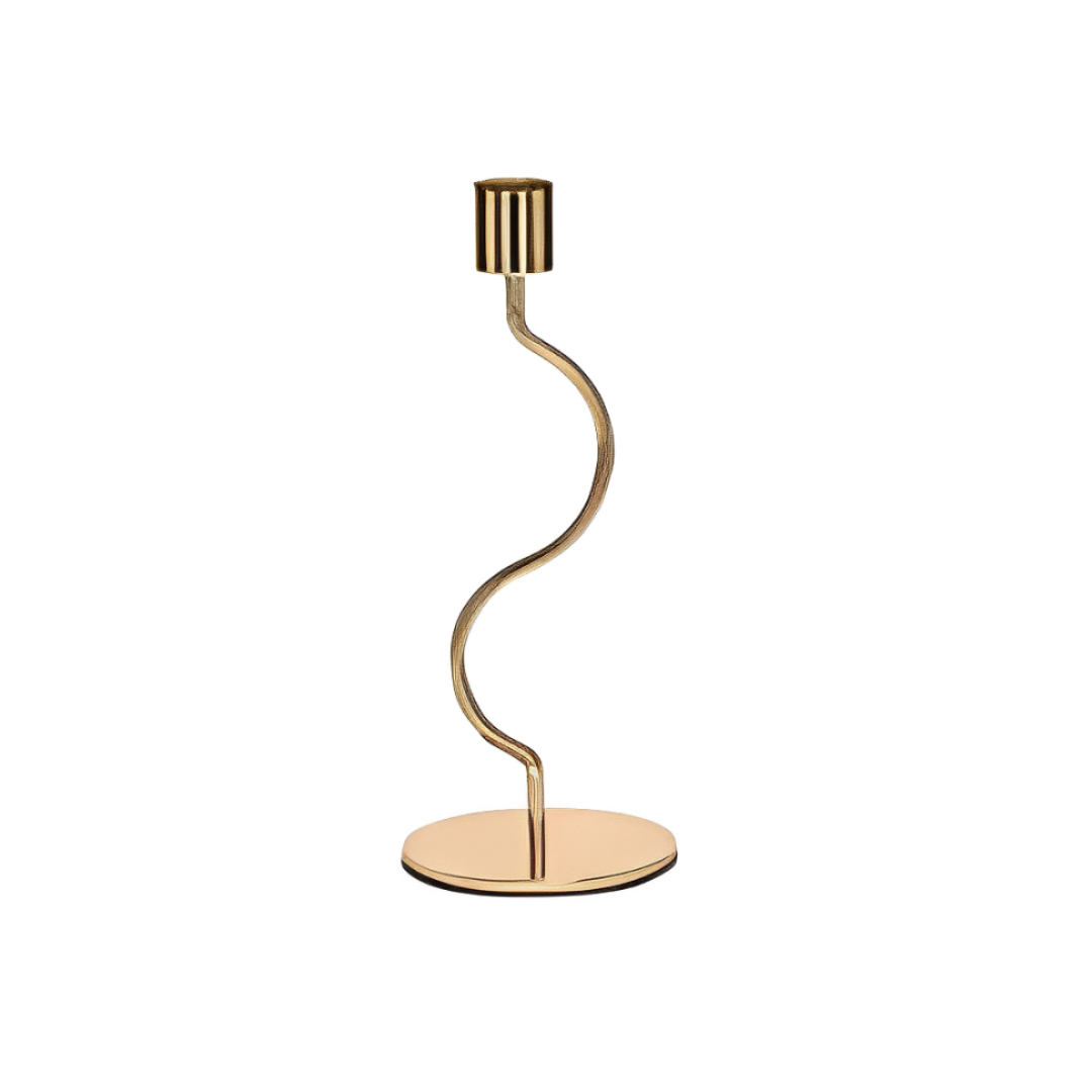 Castiçal em Metal Dourado 20cm P