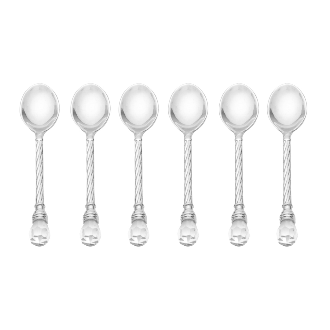Conjunto 6 Colheres com Suporte Crystal Niquelado Zamac 14cm
