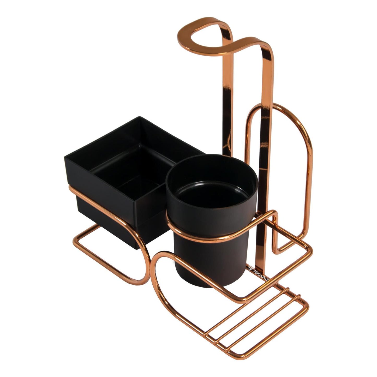 Conjunto para Chá Café Adoçante e Guardanapo Preto e Rose Gold
