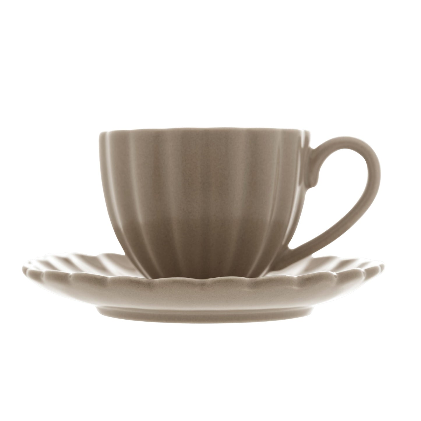 Jogo 2 Xícaras de Café com Pires de Porcelana Petala Areia Matt 90ml