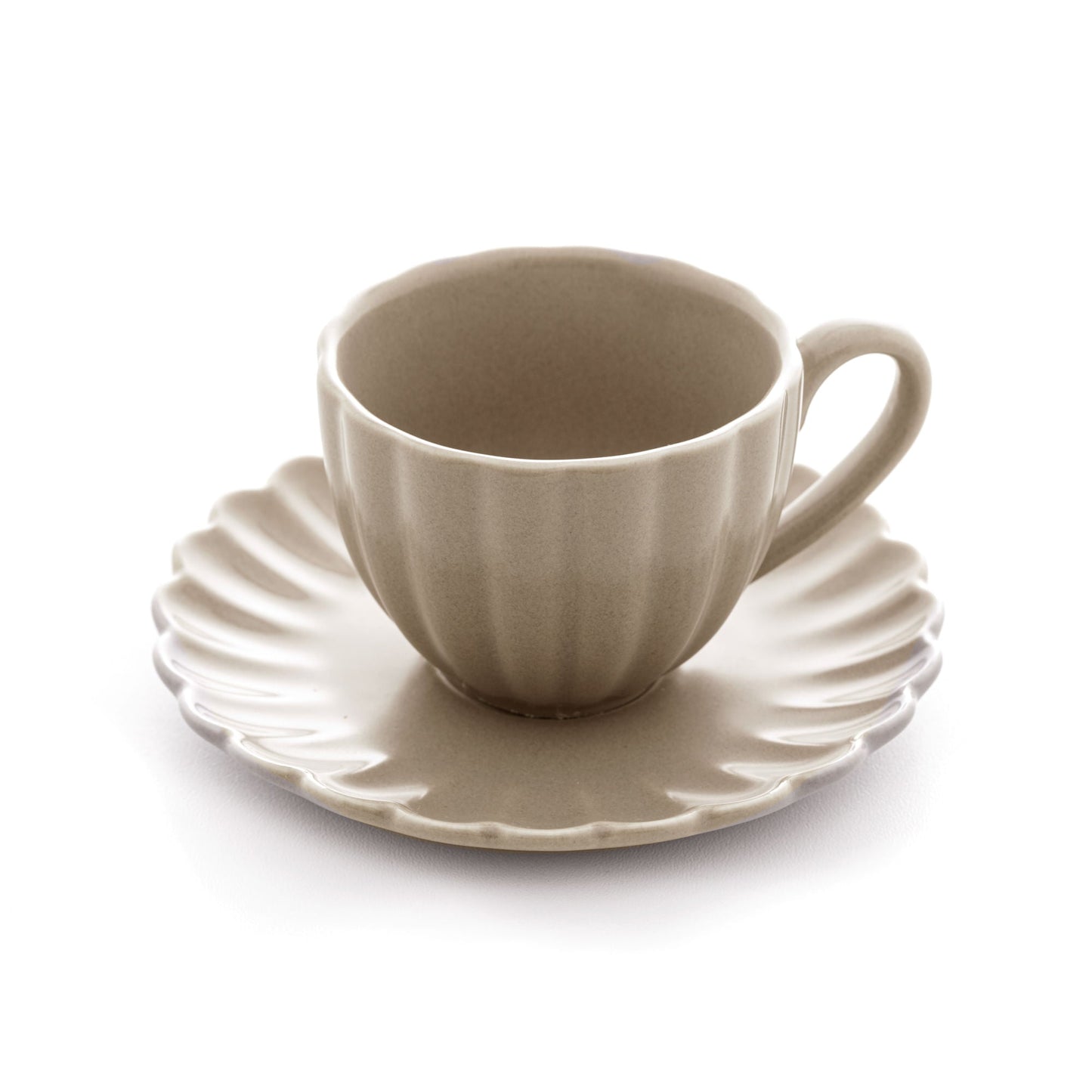 Jogo 2 Xícaras de Café com Pires de Porcelana Petala Areia Matt 90ml