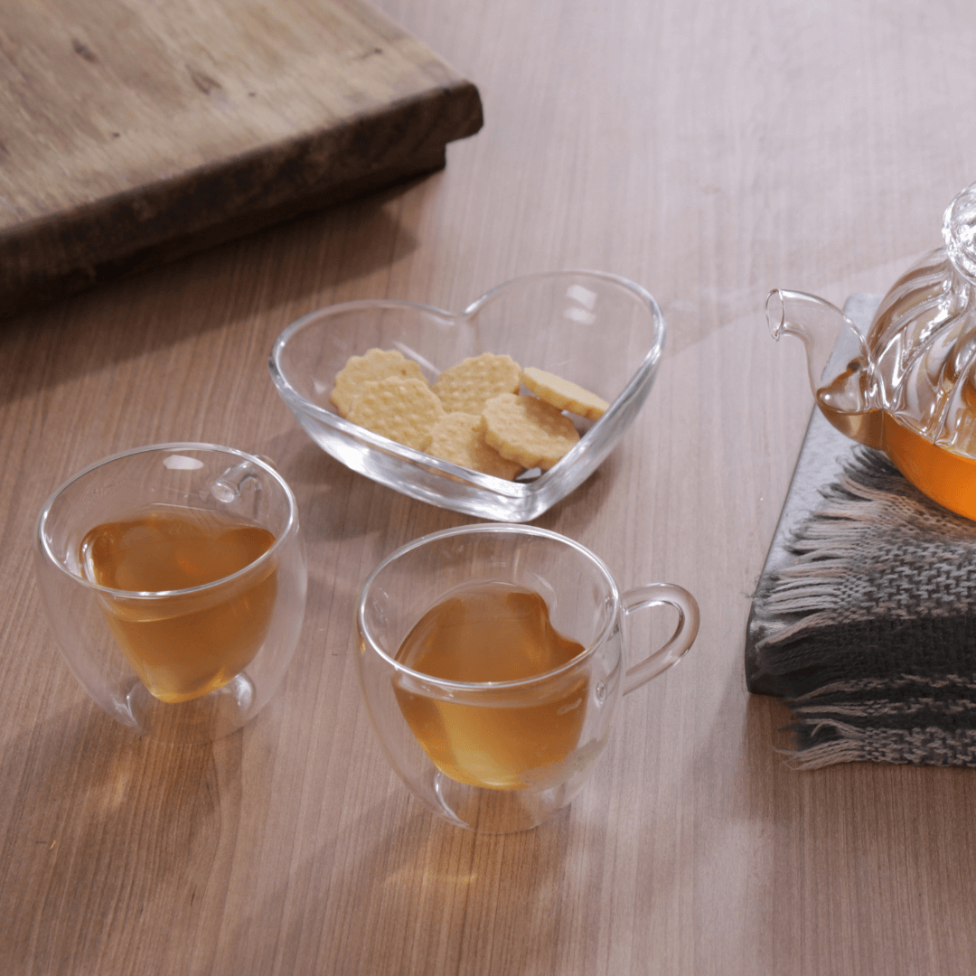 Jogo 2 Xícaras de Café Parede Dupla Coração 230ml