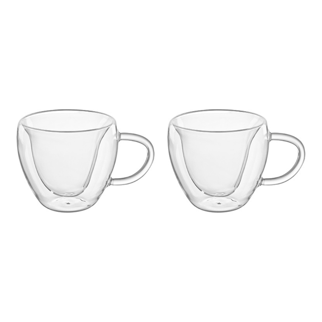 Jogo 2 Xícaras de Café Parede Dupla Coração 230ml