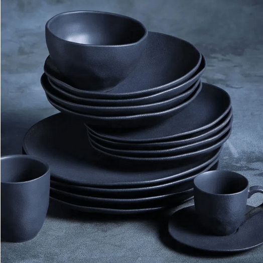 Jogo 6 Xícaras de Café com Píres Orgânico Matte Preto 120ml