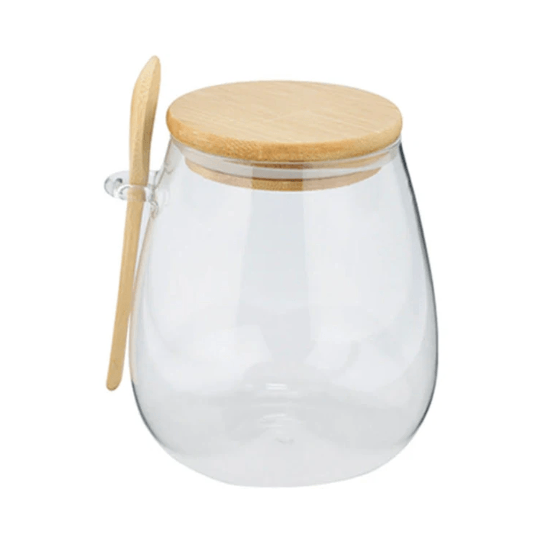 Porta Mantimento em Vidro Borossilicato com Tampa e Colher de Bambu 750ml
