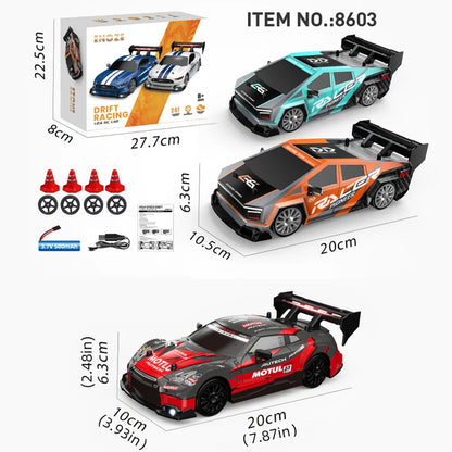 Alta Velocidade RC Drift Vehicle Racing Cars para Meninos, Mustang Pneu Substituível, Carro de Controle Remoto, Competição Race Car Toy, 4WD, 1:24, 2.4G