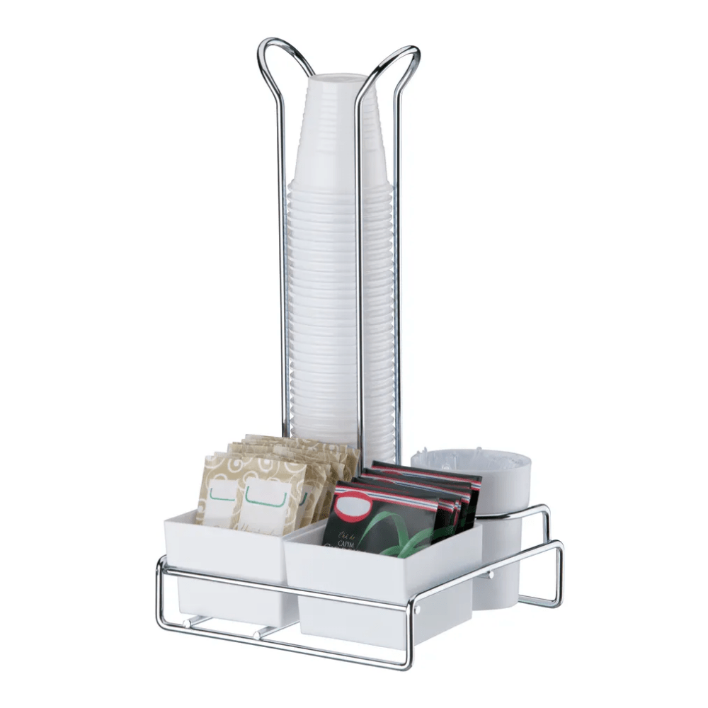 Organizador para Copos Descartáveis 50/80ml, Saches de Açúcar/Adoçante e Mexedor Branco