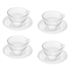 Jogo de 4 Xícaras de Chá Cristal de Chumbo com Pires Pearl Bolinha - 180ml