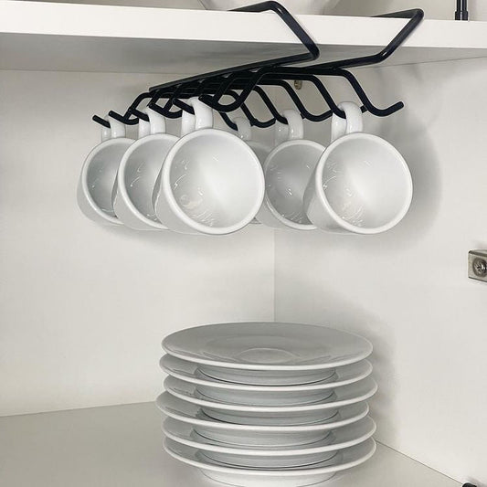 Organizador De Xícaras Para Armário De Encaixar Preto Fosco Linha Black