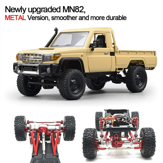 Off-Road Crawler Controle Remoto Veículos Brinquedos para Crianças, Peças de Metal, MN82, RC Car, Pick Up, 4WD, 2.4G, 1/12, Kids, atualizado