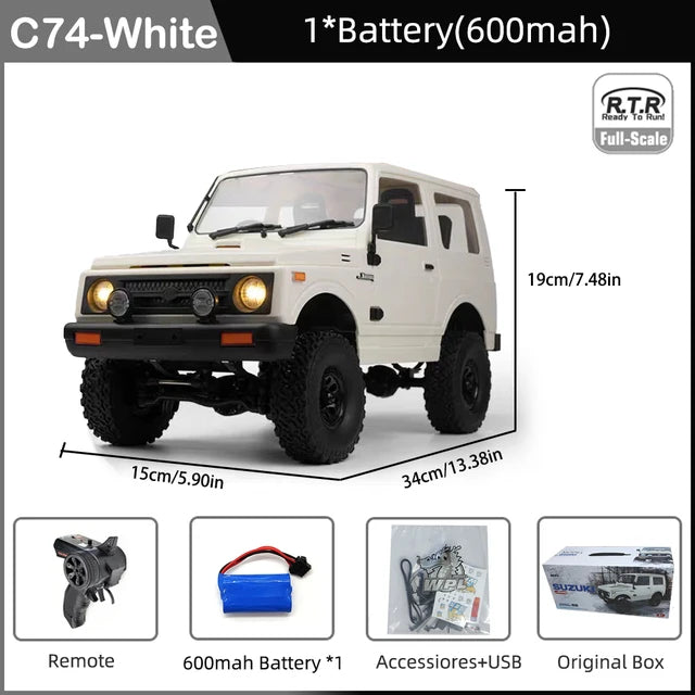 WPL-Carro de controle remoto para menino, 1:10 RC Car, Jimny Warrior JA11, 4WD, 2.4G, simulação de rastreadores, brinquedo na estrada