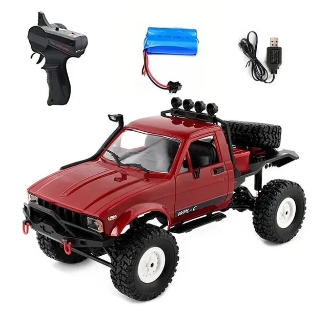 WPL-Elétrica Rock Crawler para Crianças, Carro RC em Escala Completa, 1:16, 2.4G, 4WD, Caminhão De Escalada Buggy, Luz LED, Na Estrada, C24-1, C14, Brinquedos