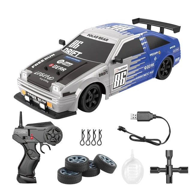 AE86 Carro de Controle Remoto para Crianças, Brinquedos do Veículo de Corrida, GTR RC de Alta Velocidade, Carros Elétricos Drift, Presente, 1:16, 4WD, 2.4G