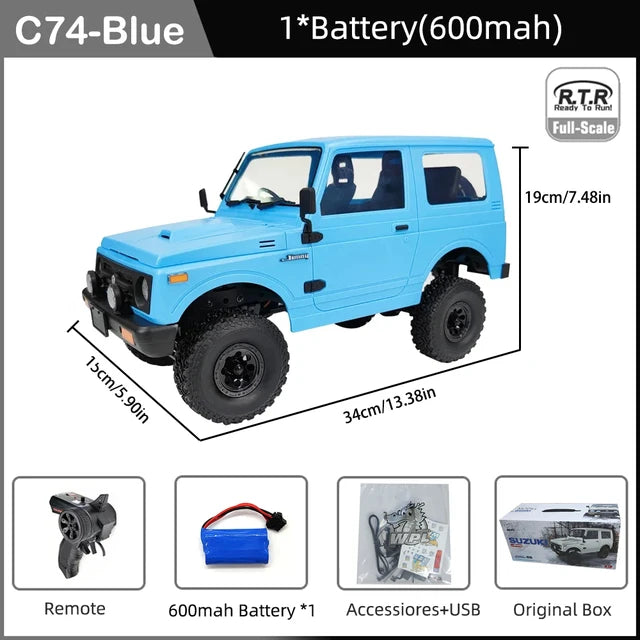 WPL-Carro de controle remoto para menino, 1:10 RC Car, Jimny Warrior JA11, 4WD, 2.4G, simulação de rastreadores, brinquedo na estrada