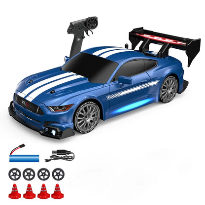 Alta Velocidade RC Drift Vehicle Racing Cars para Meninos, Mustang Pneu Substituível, Carro de Controle Remoto, Competição Race Car Toy, 4WD, 1:24, 2.4G