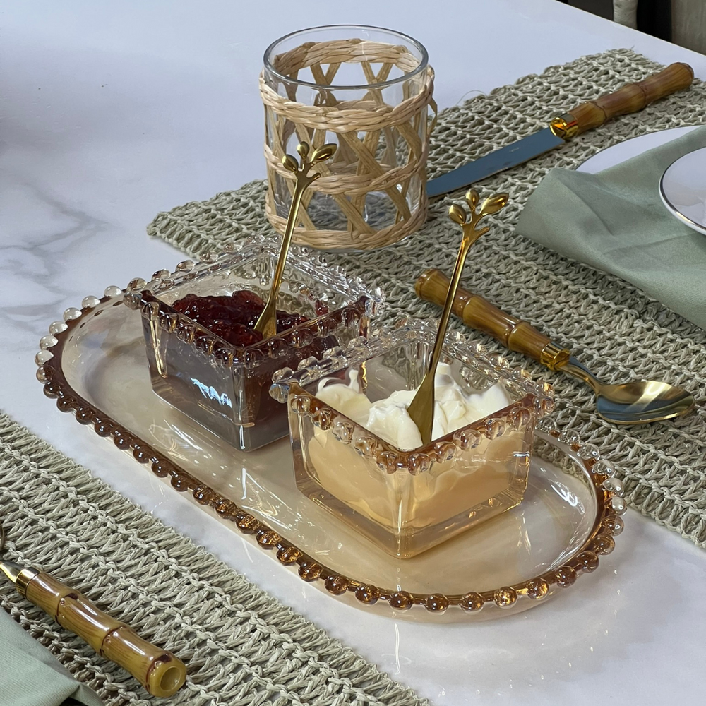 Travessa de Cristal Oval Pearl Âmbar - 30 cm