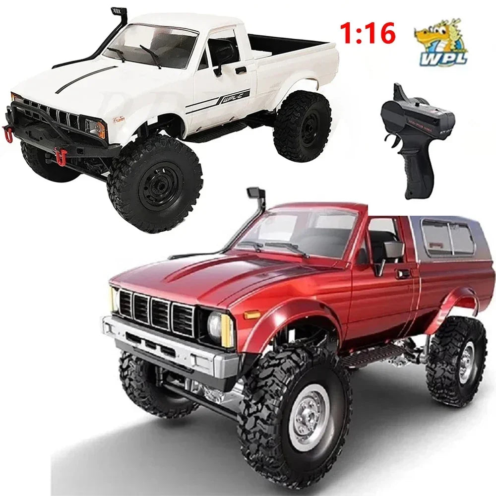 WPL-Elétrica Rock Crawler para Crianças, Carro RC em Escala Completa, 1:16, 2.4G, 4WD, Caminhão De Escalada Buggy, Luz LED, Na Estrada, C24-1, C14, Brinquedos