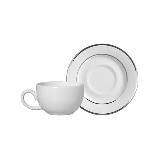Xícara de Café com Pires Relevo Prata 80ml