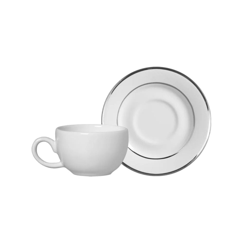 Xícara de Café com Pires Relevo Prata 80ml