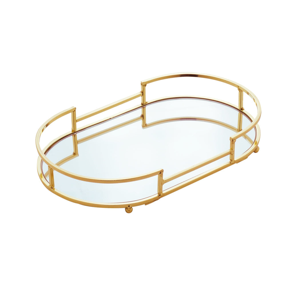 Bandeja Decorativa Metal Dourada 26cm