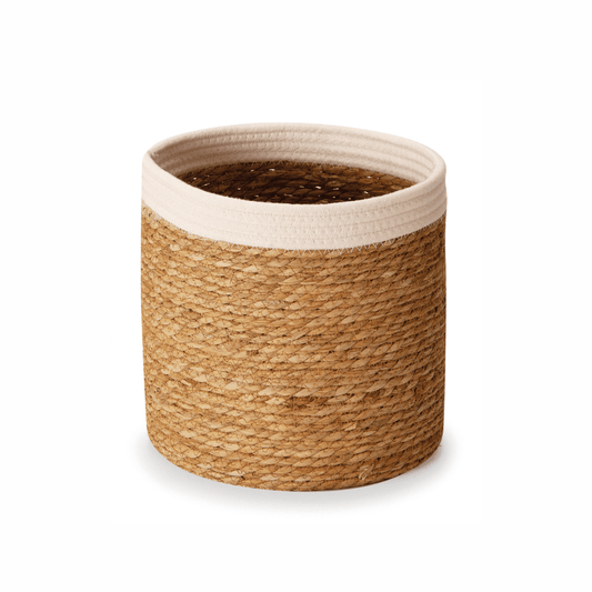 Cesto em Fibra Natural com Algodão Redondo 28cm P