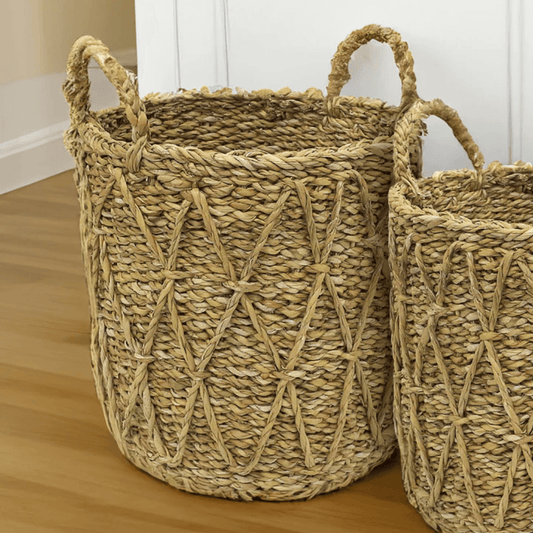 Cesto em Seagrass Trançado com Alças Caubi 32cm