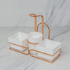 Conjunto para Chá e Café Porta Sachês Mexedor Branco e Rose Gold 3 em 1