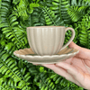 Jogo 2 Xícaras de Café com Pires de Porcelana Petala Areia Matt 90ml
