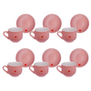 Jogo 6 Xícaras de Café com Pires em Porcelana L'amour Rosa 90ml