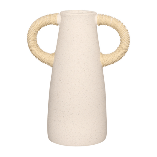 Vaso Cilndrico Mikonos em Cerâmica Branco 22cm