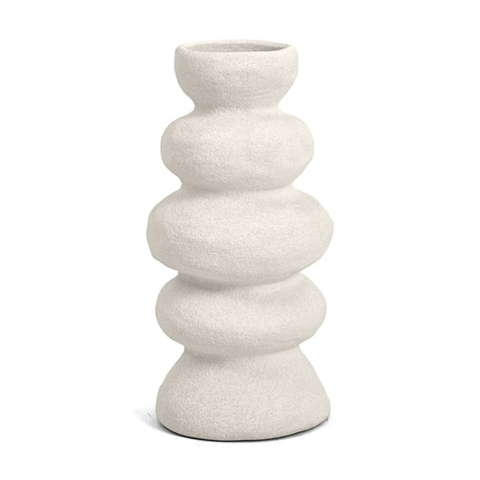 Vaso Decorativo Ondulado em Cerâmica Branco 20cm
